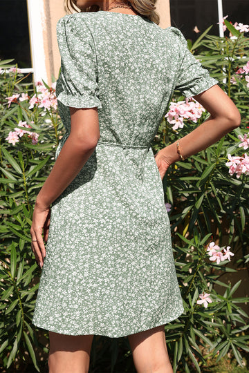 V-ringning Grön Sommarklänning